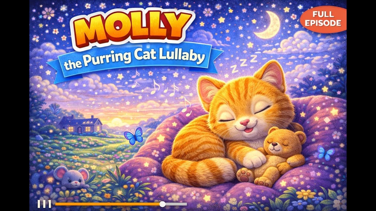 Molly the Purring Cat Lullaby | Cute Animal Song for Kids | Nursery Rhymes & Sing Along Kids Songs